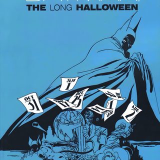batman the long halloween movie poster with an image of a man in a cape on top of Batman The Long Halloween Long Halloween, Batman The Long Halloween Covers, Absolute Batman Villains, steel blue