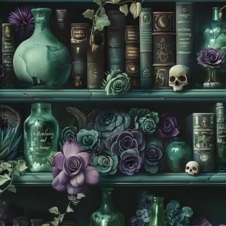 Apothecary Aesthetic Wallpaper, Witchy Phone Backgrounds Aesthetic, Apothecary Phone Wallpaper, Witch Apothecary Wallpaper, Phone Backgrounds Witchy, Witchy Background Wallpapers, Green And Violet Aesthetic, Purple Grimoire Wallpaper, Witchy Backgrounds How To Decorate With Halloween Apothecary Aesthetic, Witchy Phone Backgrounds Aesthetic, Apothecary Phone, dark slate gray