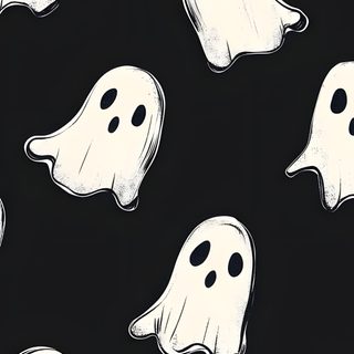 black and white halloween ghost fabric with large, ghostly faces on it's sides Halloween Ghost For Bedroom Asthmatic Halloween, Halloween Aesthetic Ghost, Ghost Ipad, black