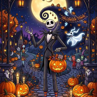 a halloween scene with pumpkins and jack - o'- lanterns Halloween Town Nightmare Before Christmas Clay Mation, Nightmare Before Christmas Nails, Jack Skeleton, dark slate gray