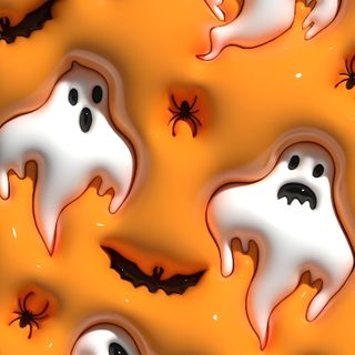 halloween ghost cookies with white icing and black sprinkles on an orange background Halloween Slime 3d Cute, 3d Iphone, Halloween Iphone Backgrounds, Halloween Backgrounds, goldenrod