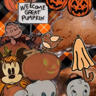 a collage of cartoon characters and pumpkins Aesthetic Cute Disney Halloween sienna