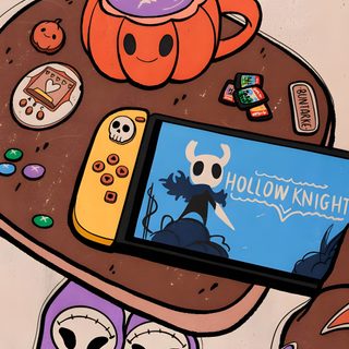 an image of someones feet on the table with their cell phone Nintendo Halloween Nintendo Switch Game Art, Halloween Nintendo Switch, Game Console Art, rosy brown