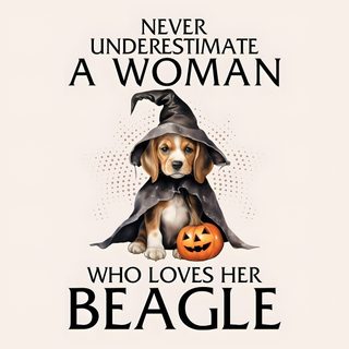 a dog wearing a witches hat and holding a jack - o'- lantern with the words never underestimate a woman who loves her beagle Cute Beagle Halloween Happy National Beagle Day 2024, Happy Thanksgiving Beagle Images, Beagle Fall, linen