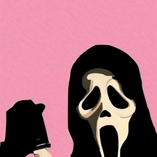 a person in a black outfit holding a knife and wearing a mask with its mouth open Dark Pink Halloween Halloween Iphone Backgrounds, Halloween Backgrounds, Halloween Cute, Scary,