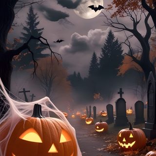 a halloween scene with pumpkins and bats Halloween 5 Halloween Backgrounds, Castlevania, Spooky Halloween Pictures, dark slate gray