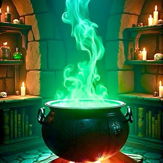 a large pot filled with green liquid sitting on top of a stone floor next to a fire Halloween Spooky Cauldron Snakes Potions Wizards Cauldron, Macbeth Cauldron, Spooky Witch Aesthetic, dark green