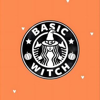 an orange background with the words basic witch written in black and white on top of it Halloween Starbucks Juventus Logo, Sport Team Logos, Halloween Themes, Sports Team, Team Logo, Logo, coral
