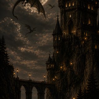 a dragon flying over a castle at night Halloween Gothic Ideas Dark Fantasy Halloween, Fantasy Scary, Magical Fantasy, Maleficent Theme, black