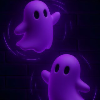two purple ghost heads floating in the air Neon Purple Halloween Cool Panda, Dark Purple, 8k, Kawaii Halloween, Dark Iphone, Gaming, black