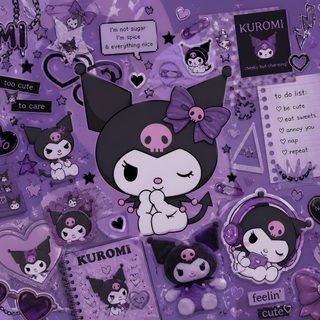 an assortment of stickers and magnets on a purple background with cats, hearts, and other items Chromebook Kuromi Halloween Kuromi Pc 1920x1080 Full Hd 4k, Kuromi Horizontal, Kuromi For Ipad, dark slate blue