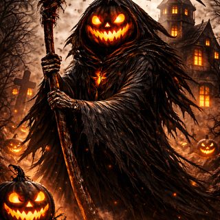 a halloween scene with a scary scarecrow holding a sculler and glowing pumpkins Zedge Halloween Hocus Pocus Quotes, Mickey Mouse, Skull Artwork, Dark Flowers, Flex Fit Hats, Halloween, black