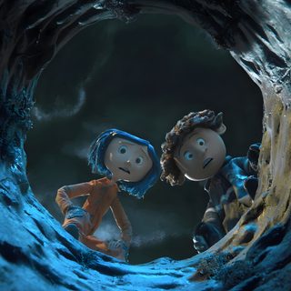 two cartoon characters in a cave looking at each other Halloween Movie Desktop Coraline Film, Film Trailer, Coraline And Wybie, Best Halloween Movies, black