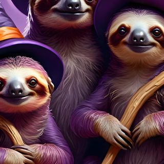 three sloths wearing witches hats and holding pumpkins Halloween Sloth Thanksgiving Sloth, Sloth Pumpkin, Halloween Monkey, Fall Sloth, dark olive green