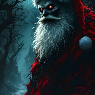 a painting of santa claus in the woods at night with full blood on his face Halloween Santa Claus Evil Santa Claus, Grinch Images, Scary Christmas, Youtube Halloween, black