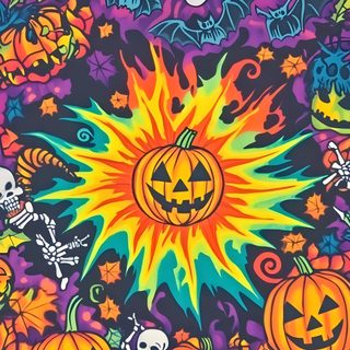 an image of halloween themed background with pumpkins and skulls in the center, on a black background Scenecore Halloween Crazy Halloween Background, Old School Halloween Background, Trippy Fall Background, dim gray