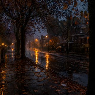 the street is wet and it's raining with some lights on at night time Ipad Halloween Landscape Autumn Widgets, Fall Vibes Aesthetic, The Right Man, Goth Aesthetic, Ipad, black