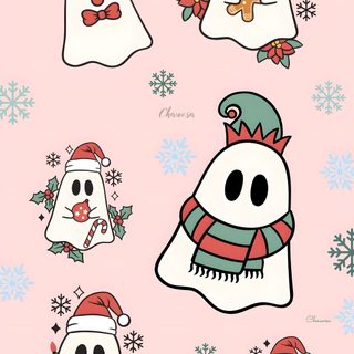 christmas ghostes and snowflakes on a pink background Cute Halloween And Christmas Stitch Christmas ’s, Disney Christmas 4k, Nightmare Before Christmas Seamless Pattern, misty rose