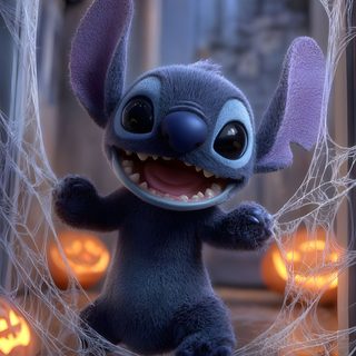 a cartoon character is standing in front of some pumpkins and looking at the camera Lock Screen Stitch Halloween Stitch Halloween Iphone, Cute Stitch Halloween, Halloween Stitch Photos, dim gray