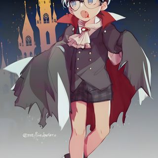 an anime character is walking in front of a castle with her hands on her hips Detective Conan Halloween Identity V Detective Conan, Detective Conan Christmas, Detective Conan Halloween, dim gray