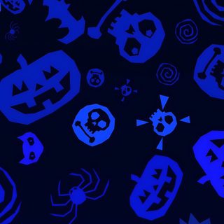 blue halloween wallpaper with skulls, bats and pumpkins on black background in the dark Navy Blue Halloween Bats Background, Blue Cute Halloween, Blue Halloween Iphone, Light Blue Halloween, black