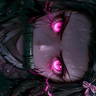 a woman with pink eyes and long hair laying on the ground in front of flowers Anime Halloween Pc Demon Slayer Pc, Demon Slayer 8k, Nezuko Landscape, Aesthetic Kuromi Ipad, dark slate gray