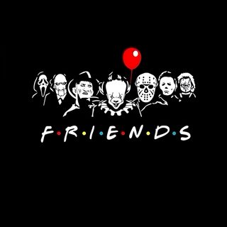 friends wallpaper with balloons and faces on it in the dark, one red balloon is floating Halloween Horror Friends Horror Friends, Halloween Backgrounds Aesthetic Dark, Scary Characters, black