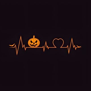 an orange heartbeat with a pumpkin on it Halloween Watch Face October Eve, Pumpkin Heart Tattoo, Halloween Love Aesthetic, Halloween Heart, black