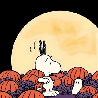 a cartoon character is standing in the middle of pumpkins Woodstock Halloween Snoopy Pumpkin, Halloween Snoopy, Snoopy Halloween Laptop, Snoopy Halloween Ipad, dim gray