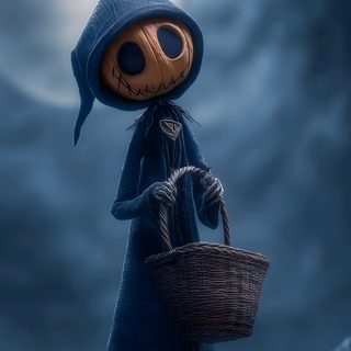 a cartoon character is holding a basket in front of the full moon with a creepy look on his face Halloween Funny Ram, Unique Iphone, Halloween Creatures, Tim Burton Style, Iphone For Guys, dark slate gray