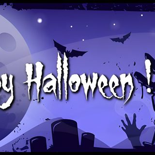 a halloween scene with pumpkins and bats Halloween Fb Superhero Logos, Happy Halloween Facebook Banner, Halloween, dark slate blue