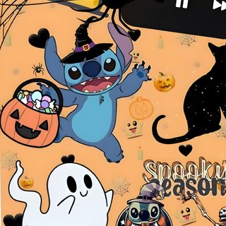 an image of halloween stickers on a cell phone screen with the text happy halloween Preppy Stitch Halloween Fall Stitch, Stitch Halloween, Cute Stitch Halloween, dark salmon