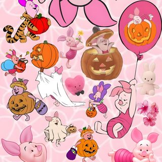 a pink background with many different cartoon characters Pink Disney Halloween misty rose