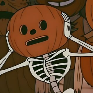 there is a cartoon character holding a pumpkin Funny Halloween Pumpkin Halloween Profile Pics, Ahri, Vintage Halloween Art, saddle brown
