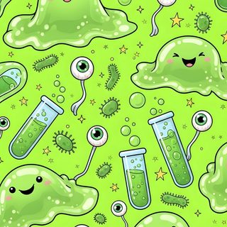 a green background with many different types of items in the shape of an octopus and other creatures Halloween Slime Cute Slime Backgrounds, Radioactive Slime, Slime Phone, Slime Wall Paper, green yellow