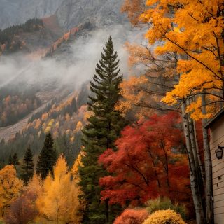 the mountains are covered in autumn foliage and trees with yellow leaves on them, as well as fog Halloween Mountain Fall Mountain Scene, Scenery Photography, Autumn Scenes, Mountains In Autumn, sienna