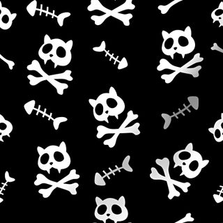 black and white skull and crossbones pattern on a dark background stock photo - 1307982 Halloween Fabric Cat Bones Witch And Cat Skull Pattern, Skull Pattern, Gothic Skull And Cat Pattern, black
