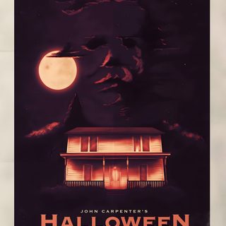 a movie poster for halloween starring john campper's house in the sky with a full moon behind it Halloween 1978 4k Halloween 1978 Poster Art, Halloween 2 Poster, Halloween 78 Poster, black