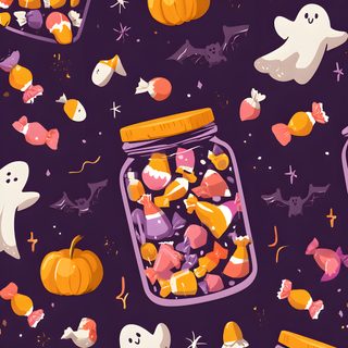 halloween candy in jars and ghost candies on a purple background with sprinkles Halloween Candy Iphone Phone Halloween, Halloween Food, Halloween, dark slate gray