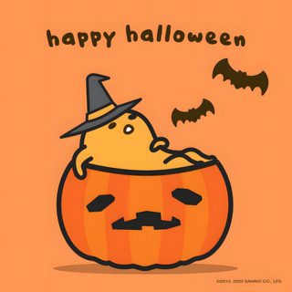 a cartoon pumpkin with a witch hat on it's head Gudetama Halloween Gudetama Thanksgiving, Gudetama Halloween, Pusheen Happy Thanksgiving, coral
