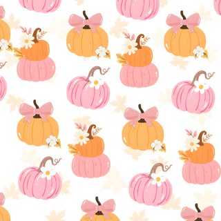a white background with pink and orange pumpkins Pink And Orange Halloween Pink Fall Background, Cute Fall Backgrounds Pink, Fall Background With Pink, floral white