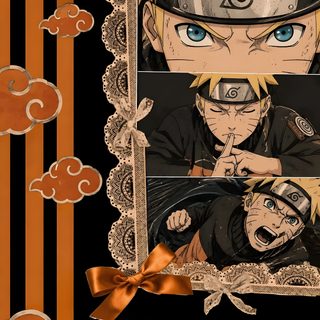 an image of anime characters with blue eyes and gold trimmings on black background Halloween Naruto saddle brown