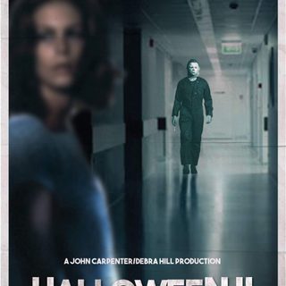 a movie poster for halloween ii with a woman walking down the hallway in front of her Halloween 2 Halloween H20 Movie Poster, Halloween Movie Poster, Horror Posters, dark slate gray