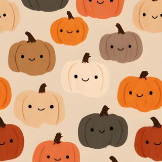 a bunch of pumpkins that are on a white surface with faces painted on them Pumpkin Pumpkin Cute Halloween burlywood
