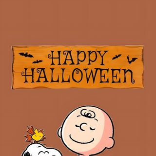 a charlie brown thanksgiving card with the words happy halloween written on it and a cartoon character sitting Happy Halloween Charlie Halloween, Snoopy Halloween Screensavers, Charlie Brown Halloween, sienna