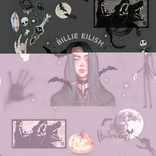 an image of halloween stickers on a computer screen Billie Eilish Halloween Billie Eilish Halloween, Halloween Billie Eilish, Billie Eilish Themed, dark slate gray