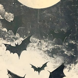 bats flying in front of the moon and clouds Halloween Bat Silhouettes Retro Halloween Background Gothic, Backgrounds Spooky, Halloween Grunge, gray