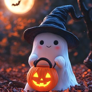 a halloween scene with a pumpkin and ghost Ios 26 Halloween dark slate gray