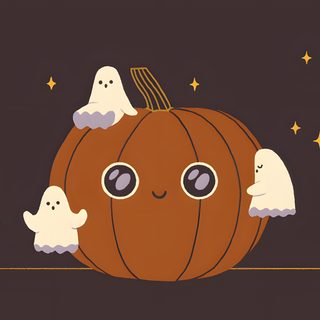 three ghost pumpkins sitting on top of each other in front of the moon and stars Cute Halloween Gif Cute Halloween Laptop, Spooky Laptop, Spooky Gif, dark slate gray