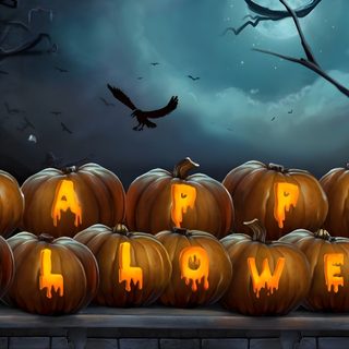 halloween pumpkins with the words happy halloween carved into them Halloween 2018 4k Happy Halloween Facebook Cover Photos, Halloween Gif Pc, Cool Halloween Covers For Facebook, dark slate gray